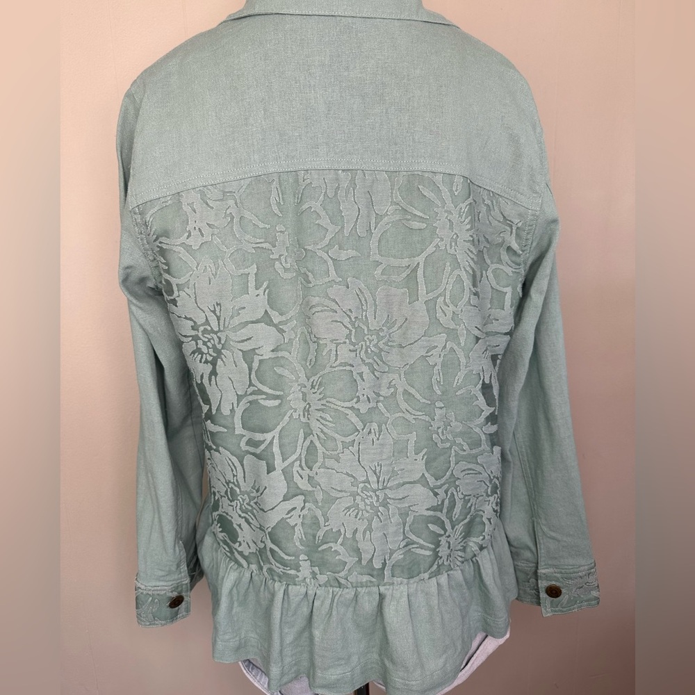 Blue Jacket With Lace & Lower Ruffle
